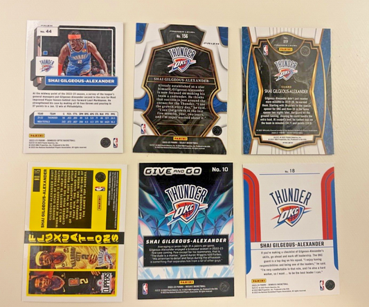 Shai Gilgeous Alexander Oklahoma City Thunder Lot of 6 (3 Prizms 3 Inserts)