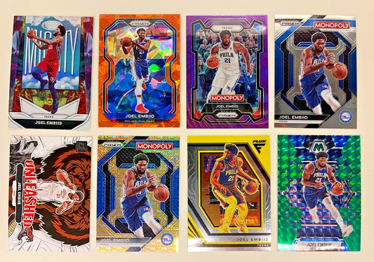 Joel Embiid Philadelphia 76ers Lot of 8 (#/500, Prizms, Inserts)