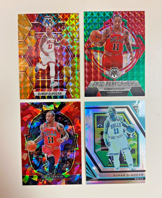 DeMar DeRozan Chicago Bulls Mosaic/Select/Flux All PRIZM lot of 4