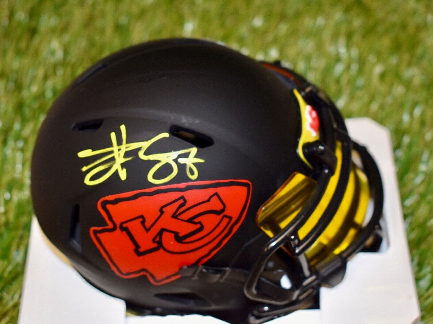 Travis Kelce Kansas City Chiefs Signed Eclipse Mini Helmet w/Visor