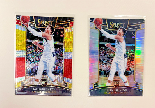 Jalen Brunson Rookie Panini Select Silver and Tri-Color Lof of 2