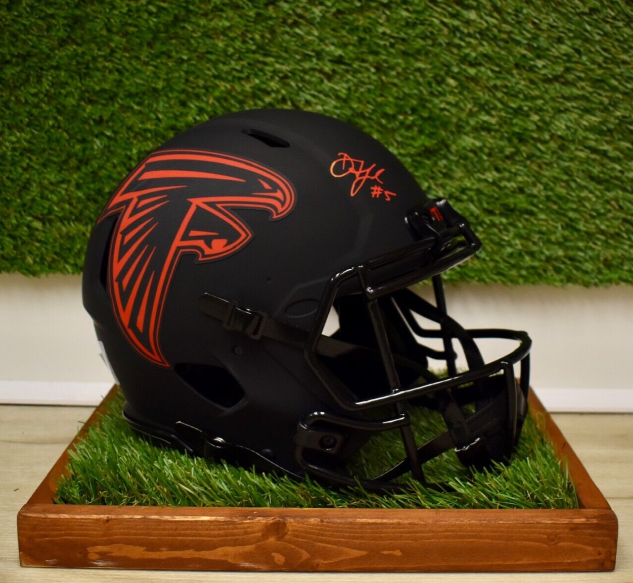 Drake London Signed Atlanta Falcons Speed Full Size Eclipse NFL Helmet Red Ink