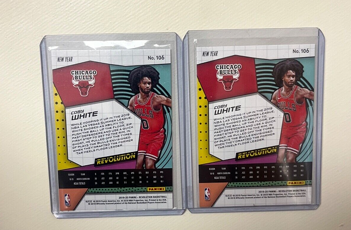 2019 Panini Revolution NEW YEAR Coby White Chicago Bulls Rookie #106 LOT of 2