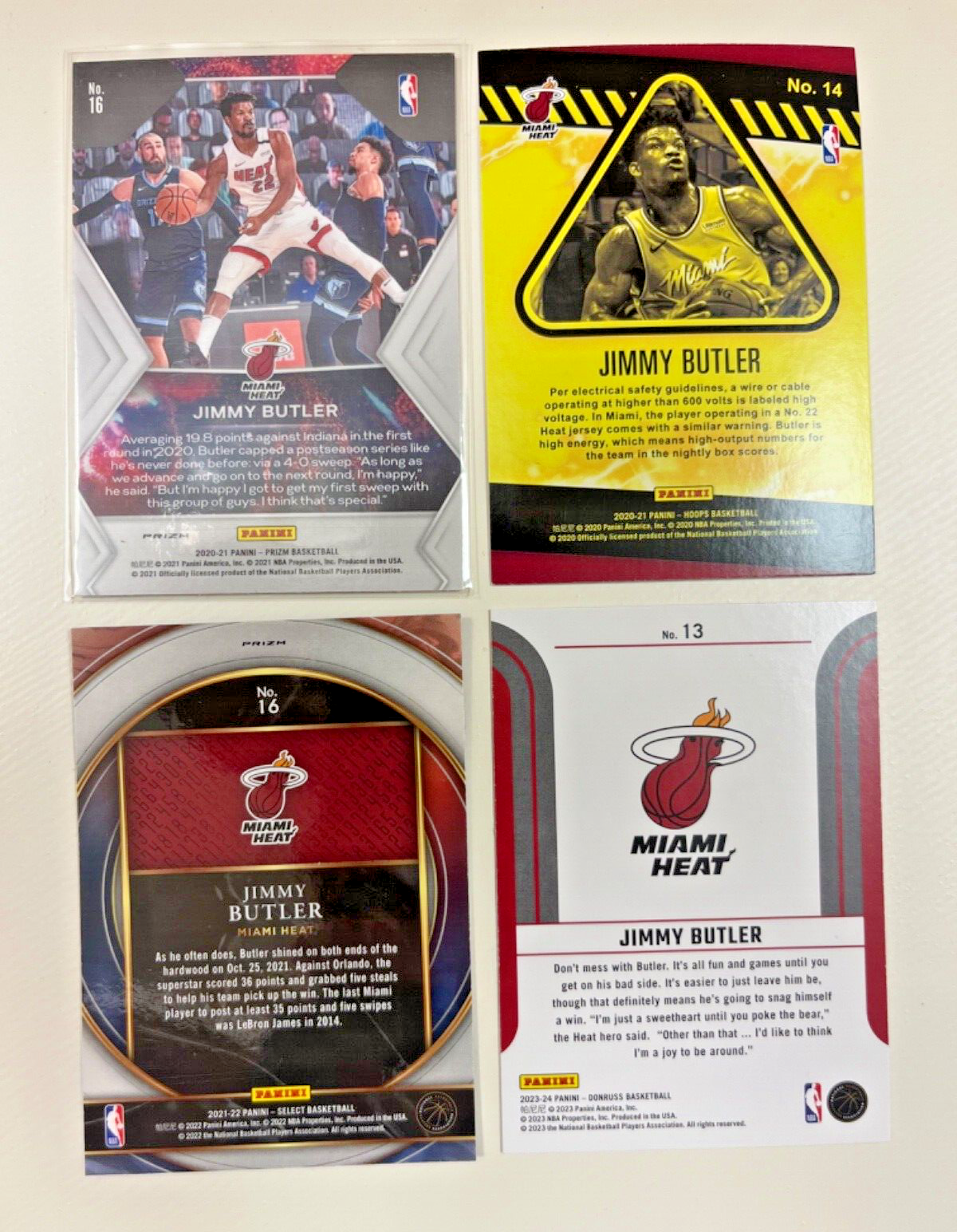 Jimmy Butler Miami Heat Prizm/Select/Donruss/NBA Hoops lot of 4