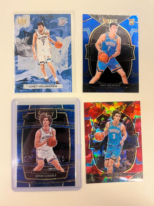 Chet Holmgren & Josh Giddy Lot of 4 (2 Prizm 2 Rookies)