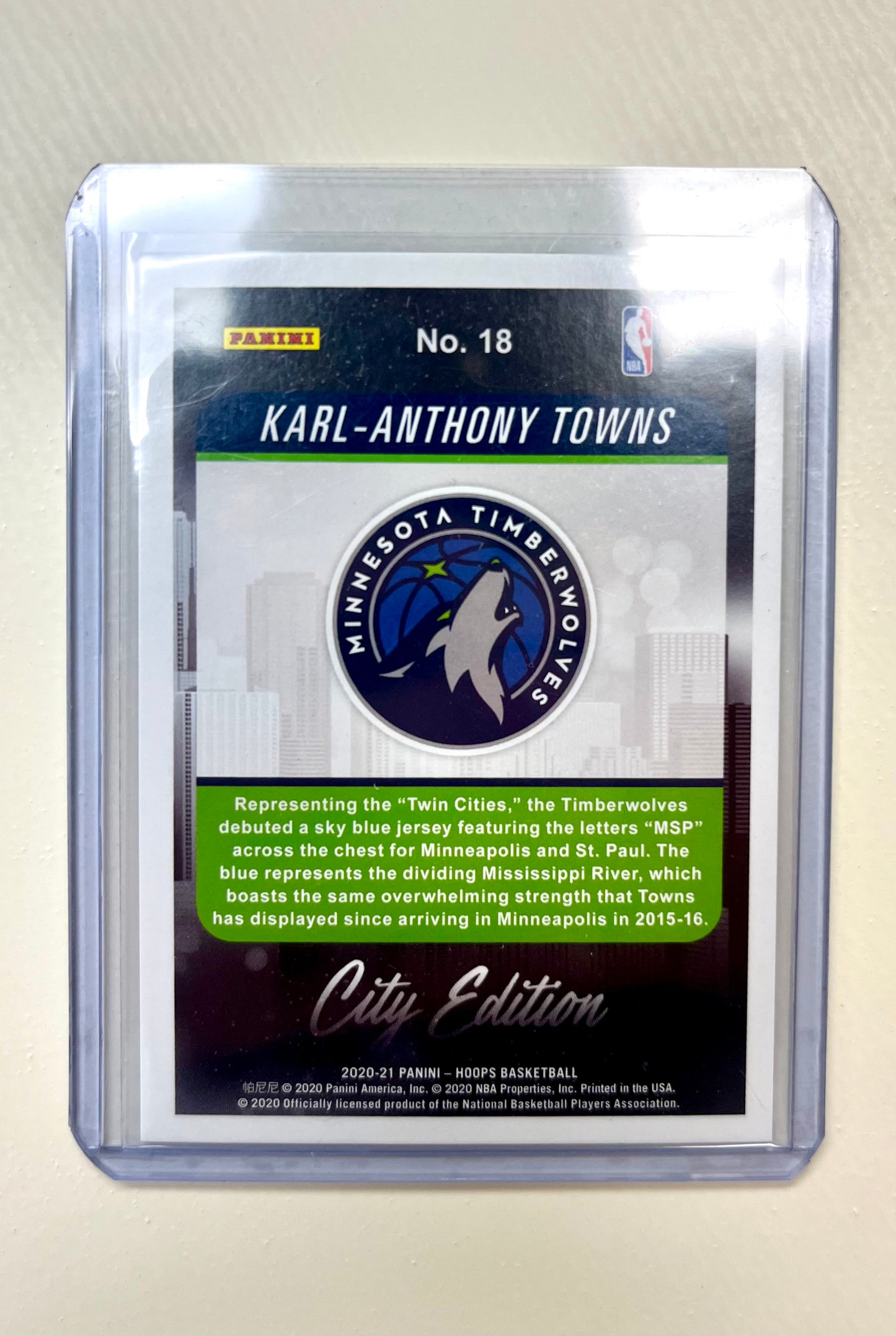 2020 Hoops Karl Anthony Towns City Edition Artist Proof /25 Insert