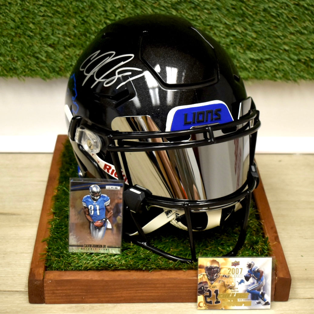 Calvin Johnson Custom Full Size Authentic Helmet - NFL Detroit Lions