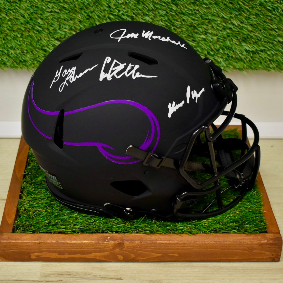 Purple People Eaters (4 Signature) Full Size Authentic Helmet - NFL Minnesota Vikings